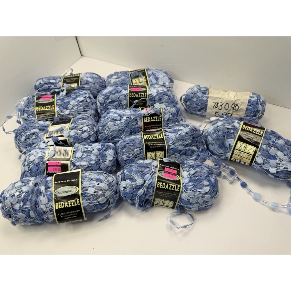 Sensations Bedazzle Ladder Yarn Blue Joann Exclusive Lot Of 12 100% Nylon